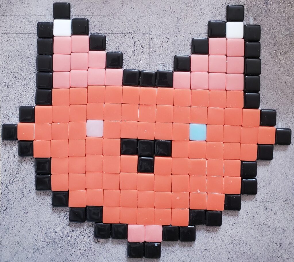 renard réalisé en carreaux de mosaïque